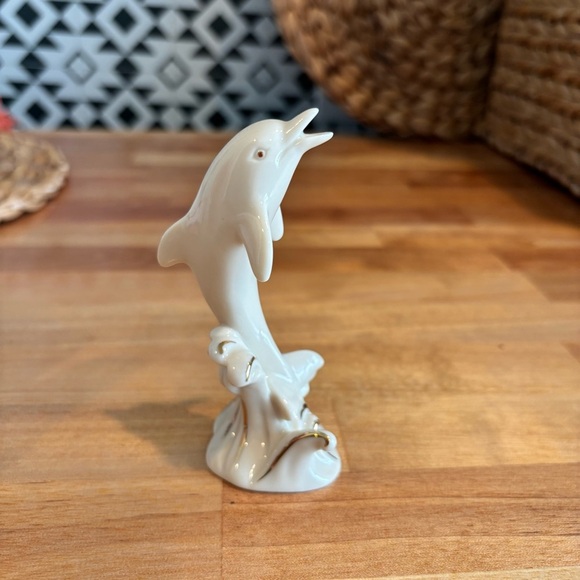 Lenox Other - Lenox Vintage Porcelain Dolphin on Waves Figurine Gold Trim Detail Statue